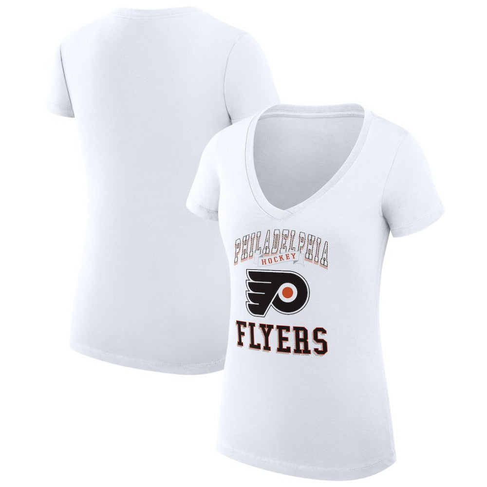 NHL White Philadelphia Flyers G-III 4Her by Carl Banks Women's Super-Slim Fit Lightweight Team Logo Graphic V-Neck T-Shirt