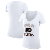 NHL White Philadelphia Flyers G-III 4Her by Carl Banks Women's Super-Slim Fit Lightweight Team Logo Graphic V-Neck T-Shirt