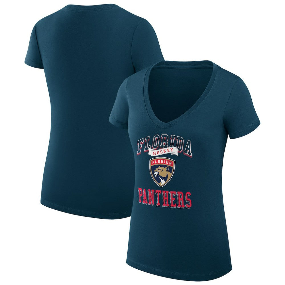 NHL Navy Florida Panthers G-III 4Her by Carl Banks Women's Super-Slim Fit Lightweight Team Logo Graphic V-Neck T-Shirt