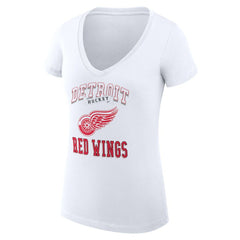 NHL White Detroit Red Wings G-III 4Her by Carl Banks Women's Super-Slim Fit Lightweight Team Logo Graphic V-Neck T-Shirt