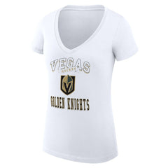 NHL White Vegas Golden Knights G-III 4Her by Carl Banks Women's Super-Slim Fit Lightweight Team Logo Graphic V-Neck T-Shirt