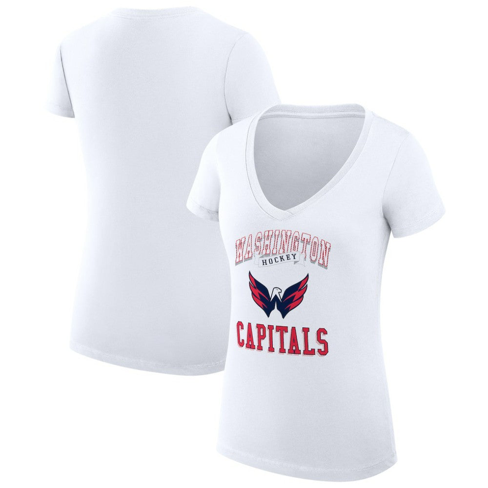 NHL White Washington Capitals G-III 4Her by Carl Banks Women's Super-Slim Fit Lightweight Team Logo Graphic V-Neck T-Shirt