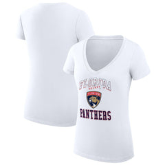 NHL White Florida Panthers G-III 4Her by Carl Banks Women's Super-Slim Fit Lightweight Team Logo Graphic V-Neck T-Shirt