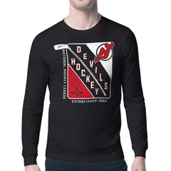 NHL Black New Jersey Devils Starter Shield Long Sleeve Graphic T-Shirt