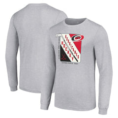 NHL Heather Gray Carolina Hurricanes Starter Shield Long Sleeve Graphic T-Shirt