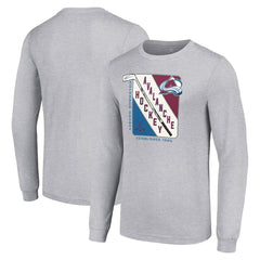 NHL Heather Gray Colorado Avalanche Starter Shield Long Sleeve Graphic T-Shirt