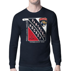 NHL Navy Florida Panthers Starter Shield Long Sleeve Graphic T-Shirt