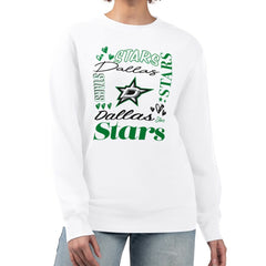 NHL White Dallas Stars G-III 4Her by Carl Banks Women's Collage Graphic Fleece Long Sleeve Pullover Sweatshirt