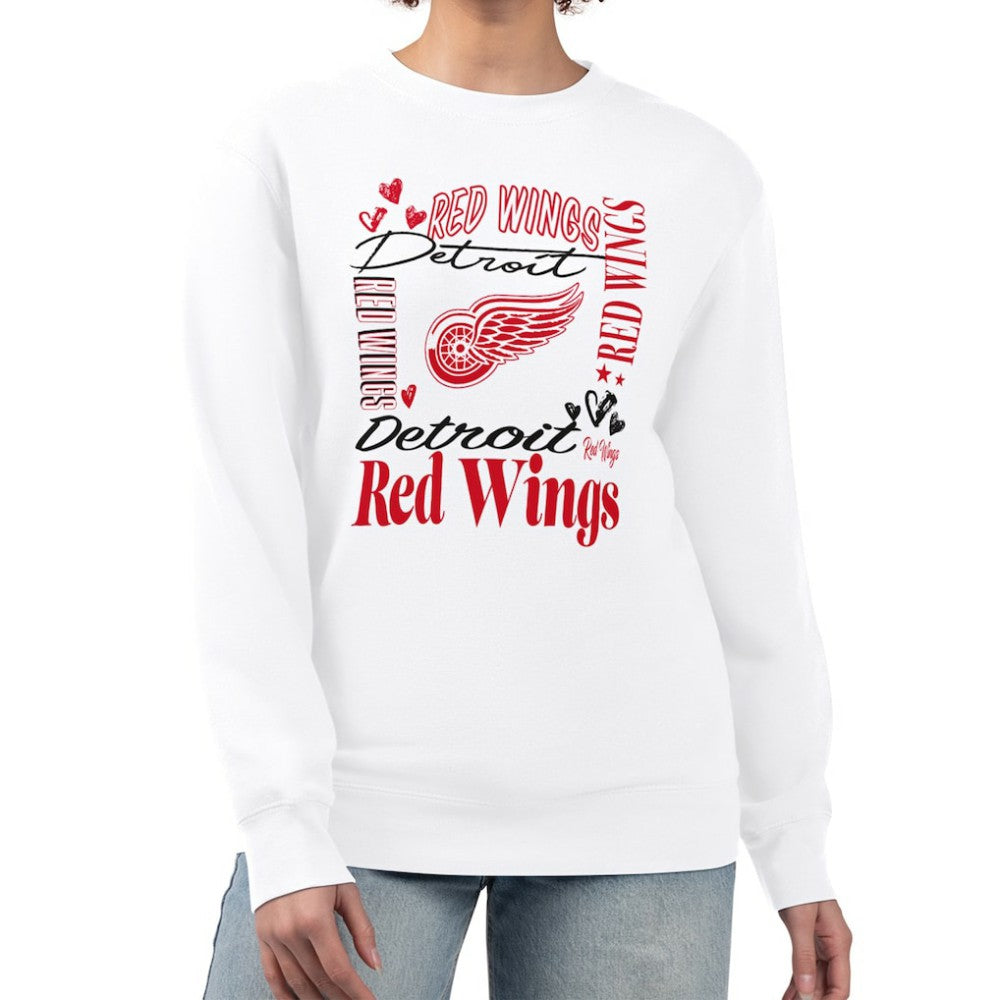 NHL White Detroit Red Wings G-III 4Her by Carl Banks Women's Collage Graphic Fleece Long Sleeve Pullover Sweatshirt