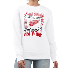 NHL White Detroit Red Wings G-III 4Her by Carl Banks Women's Collage Graphic Fleece Long Sleeve Pullover Sweatshirt