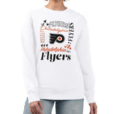 NHL White Philadelphia Flyers G-III 4Her by Carl Banks Women's Collage Graphic Fleece Long Sleeve Pullover Sweatshirt