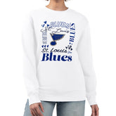 NHL White St. Louis Blues G-III 4Her by Carl Banks Women's Collage Graphic Fleece Long Sleeve Pullover Sweatshirt
