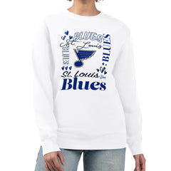 NHL White St. Louis Blues G-III 4Her by Carl Banks Women's Collage Graphic Fleece Long Sleeve Pullover Sweatshirt