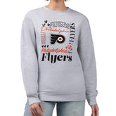 NHL Heather Gray Philadelphia Flyers G-III 4Her by Carl Banks Women's Collage Graphic Fleece Long Sleeve Pullover Sweatshirt