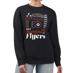 NHL Black Philadelphia Flyers G-III 4Her by Carl Banks Women's Collage Graphic Fleece Long Sleeve Pullover Sweatshirt