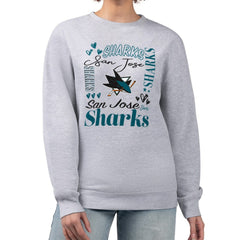 NHL Heather Gray San Jose Sharks G-III 4Her by Carl Banks Women's Collage Graphic Fleece Long Sleeve Pullover Sweatshirt
