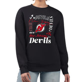 NHL Black New Jersey Devils G-III 4Her by Carl Banks Women's Collage Graphic Fleece Long Sleeve Pullover Sweatshirt