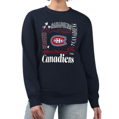 NHL Navy Montreal Canadiens G-III 4Her by Carl Banks Women's Collage Graphic Fleece Long Sleeve Pullover Sweatshirt