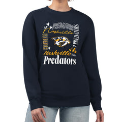 NHL Navy Nashville Predators G-III 4Her by Carl Banks Women's Collage Graphic Fleece Long Sleeve Pullover Sweatshirt