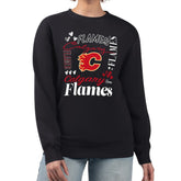 NHL Black Calgary Flames G-III 4Her by Carl Banks Women's Collage Graphic Fleece Long Sleeve Pullover Sweatshirt