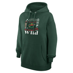 NHL Olive Minnesota Wild G-III 4Her by Carl Banks Women's Collage Team Graphic Tri-Blend Fleece Pullover Hoodie