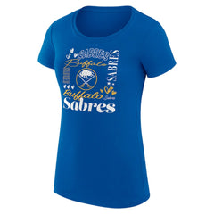 NHL Royal Buffalo Sabres G-III 4Her by Carl Banks Women's Super-Slim Fit Lightweight Collage Team Graphic T-Shirt