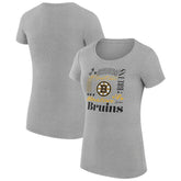 NHL Heather Gray Boston Bruins G-III 4Her by Carl Banks Women's Super-Slim Fit Lightweight Collage Team Graphic T-Shirt