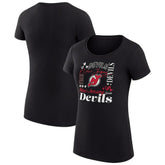 NHL Black New Jersey Devils G-III 4Her by Carl Banks Women's Super-Slim Fit Lightweight Collage Team Graphic T-Shirt
