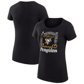 NHL Black Pittsburgh Penguins G-III 4Her by Carl Banks Women's Super-Slim Fit Lightweight Collage Team Graphic T-Shirt
