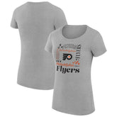 NHL Heather Gray Philadelphia Flyers G-III 4Her by Carl Banks Women's Super-Slim Fit Lightweight Collage Team Graphic T-Shirt