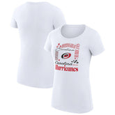 NHL White Carolina Hurricanes G-III 4Her by Carl Banks Women's Super-Slim Fit Lightweight Collage Team Graphic T-Shirt