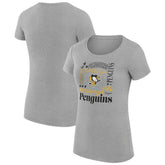 NHL Heather Gray Pittsburgh Penguins G-III 4Her by Carl Banks Women's Super-Slim Fit Lightweight Collage Team Graphic T-Shirt