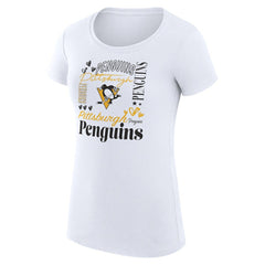 NHL White Pittsburgh Penguins G-III 4Her by Carl Banks Women's Super-Slim Fit Lightweight Collage Team Graphic T-Shirt
