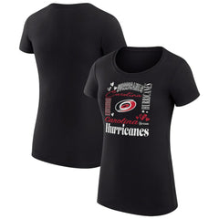 NHL Black Carolina Hurricanes G-III 4Her by Carl Banks Women's Super-Slim Fit Lightweight Collage Team Graphic T-Shirt