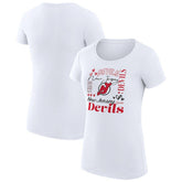 NHL White New Jersey Devils G-III 4Her by Carl Banks Women's Super-Slim Fit Lightweight Collage Team Graphic T-Shirt