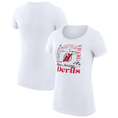 NHL White New Jersey Devils G-III 4Her by Carl Banks Women's Super-Slim Fit Lightweight Collage Team Graphic T-Shirt
