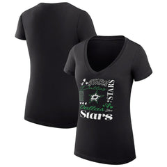 NHL Black Dallas Stars G-III 4Her by Carl Banks Women's Super-Slim Fit Lightweight Collage Team Graphic T-Shirt