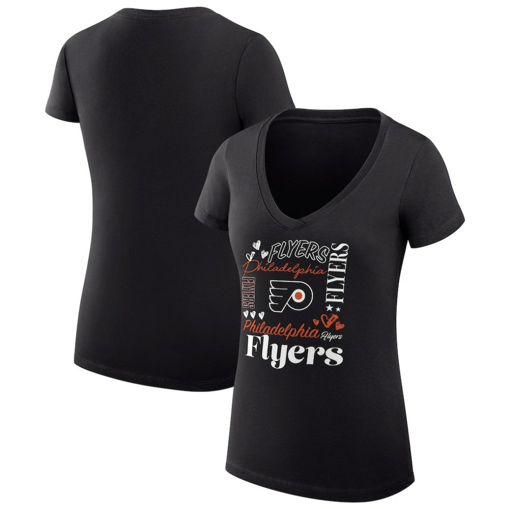 NHL Black Philadelphia Flyers G-III 4Her by Carl Banks Women's Super-Slim Fit Lightweight Collage Team Graphic T-Shirt