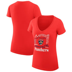 NHL Red Florida Panthers G-III 4Her by Carl Banks Women's Super-Slim Fit Lightweight Collage Team Graphic T-Shirt