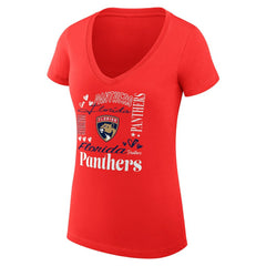 NHL Red Florida Panthers G-III 4Her by Carl Banks Women's Super-Slim Fit Lightweight Collage Team Graphic T-Shirt