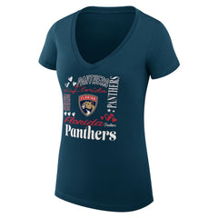 NHL Navy Florida Panthers G-III 4Her by Carl Banks Women's Super-Slim Fit Lightweight Collage Team Graphic T-Shirt
