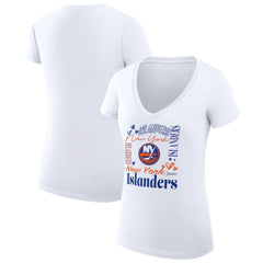 NHL White New York Islanders G-III 4Her by Carl Banks Women's Super-Slim Fit Lightweight Collage Team Graphic T-Shirt