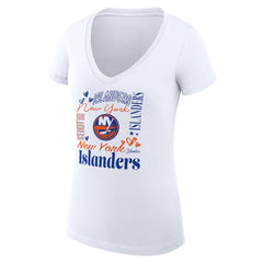 NHL White New York Islanders G-III 4Her by Carl Banks Women's Super-Slim Fit Lightweight Collage Team Graphic T-Shirt