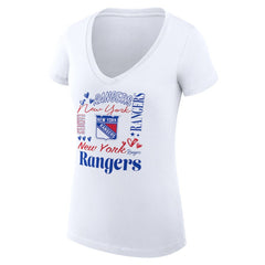 NHL White New York Rangers G-III 4Her by Carl Banks Women's Super-Slim Fit Lightweight Collage Team Graphic T-Shirt