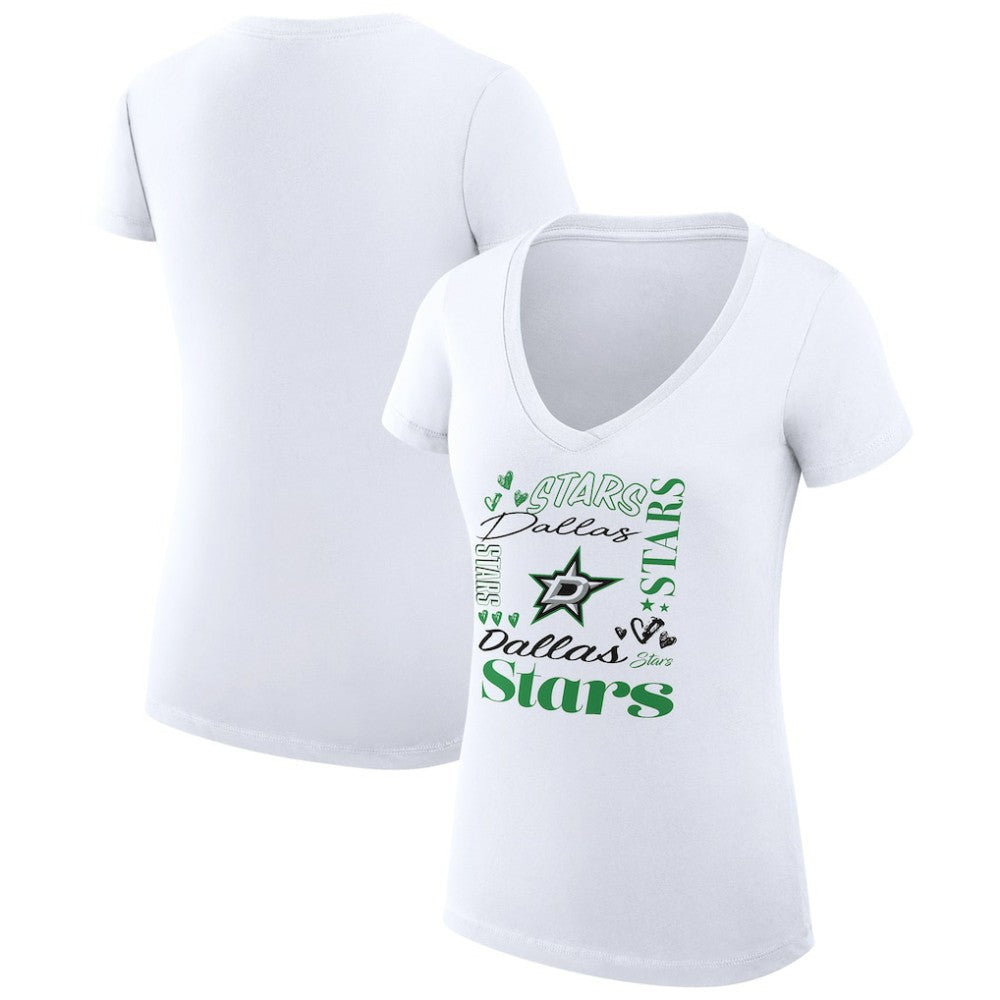 NHL White Dallas Stars G-III 4Her by Carl Banks Women's Super-Slim Fit Lightweight Collage Team Graphic T-Shirt