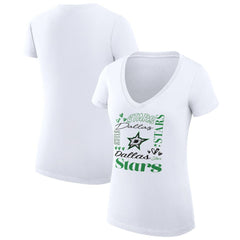 NHL White Dallas Stars G-III 4Her by Carl Banks Women's Super-Slim Fit Lightweight Collage Team Graphic T-Shirt