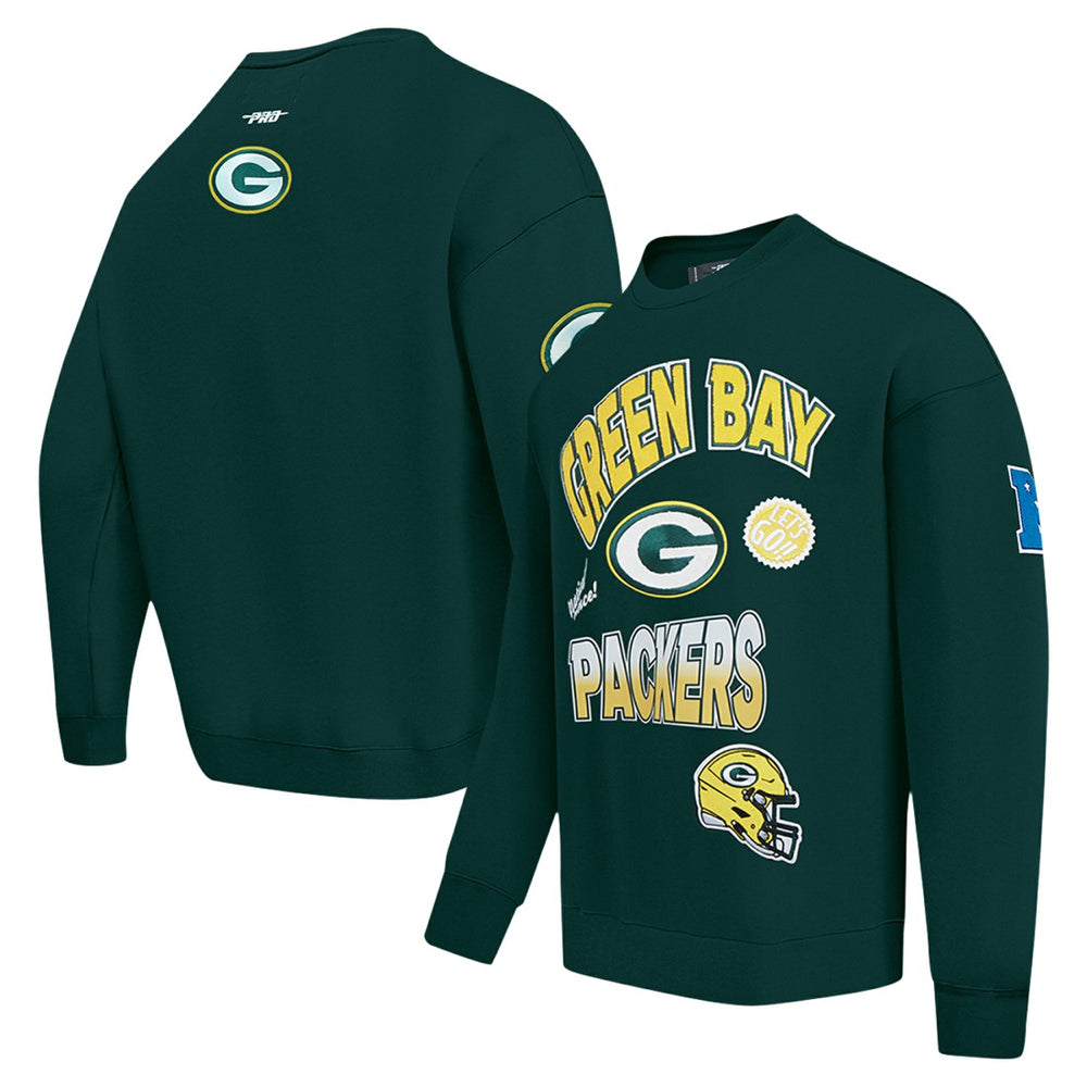 Pro Standard Turn It Up Drop Shoulder Pullover Sweatshirt - Green Bay Packers
