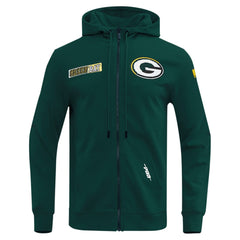 Pro Standard Split Logo Double Knit Full-Zip Hoodie - Green Bay Packers