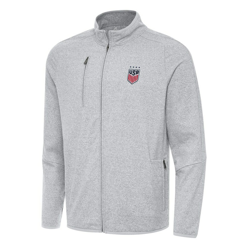 USWNT Antigua Hold-Up Tri-Blend Full-Zip Jacket - Heather Gray