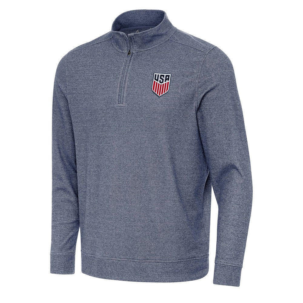 USMNT Antigua Subtle Quarter-Zip Top - Heather Navy